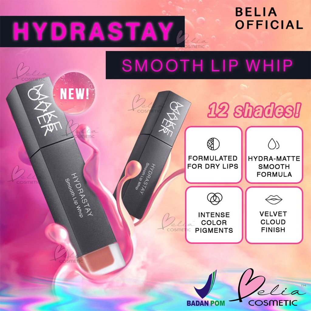 ❤ BELIA ❤ MAKE OVER Hydrastay Smooth Lip Whip | Lip Cream | Lipcream | Hydra Smooth Finish BPOM Makeover