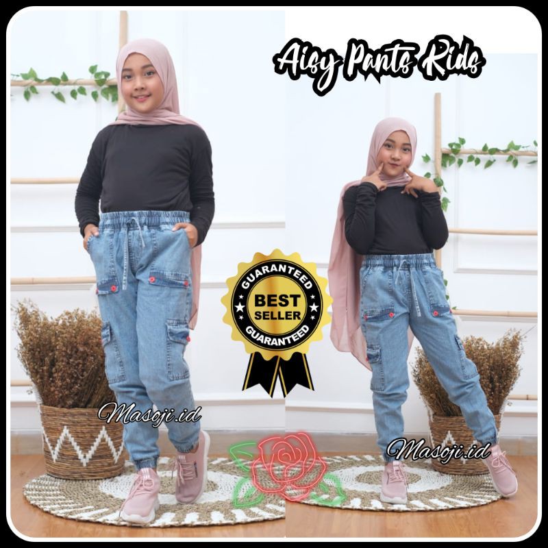 Celana Jogger Jeans Anak Perempuan / Cargo Anak / Bawahan Anak / Celana Cargo / Cargo Pants / Jeans