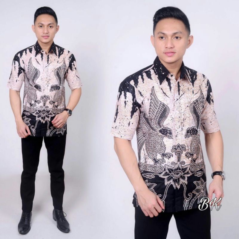 grosir kemeja pria batik lengan pendek motif arjuna m l xl