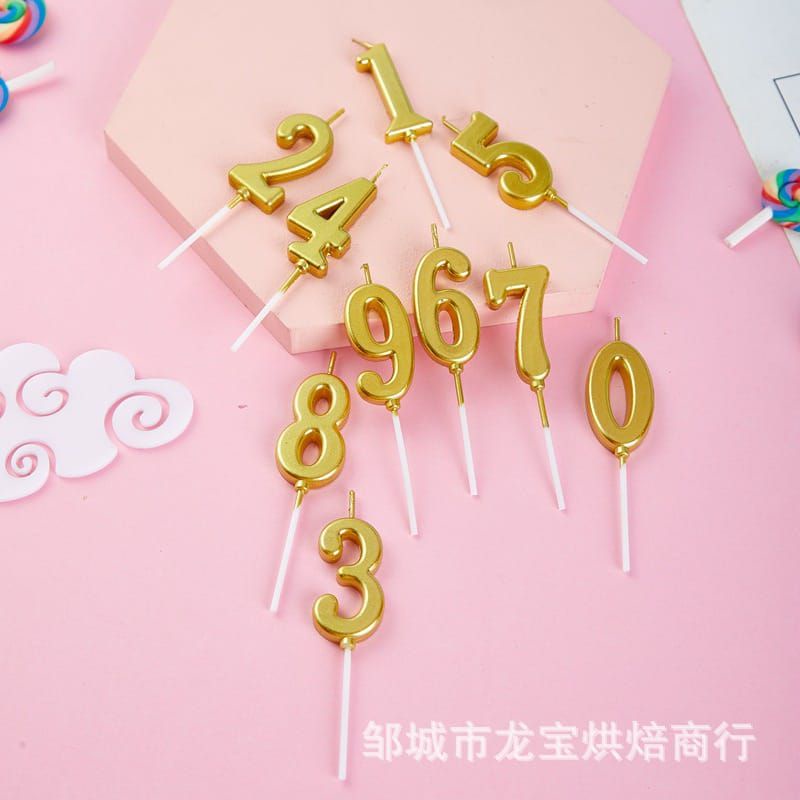 Lilin Angka Ulmg Tahun 0-9 Warna Emas Gold / Lilin Lucu Ulang Tahun / Lilin Cantik Happy Birthday Em