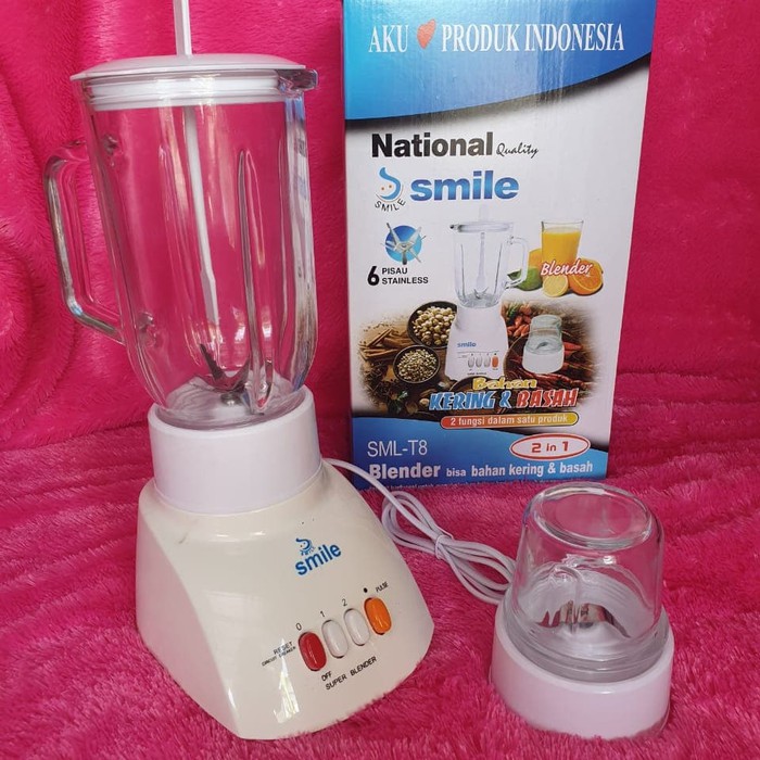 National Smile Blender 2 in 1 Gelas Kaca SML-T8 - Blender Murah Berkualitas