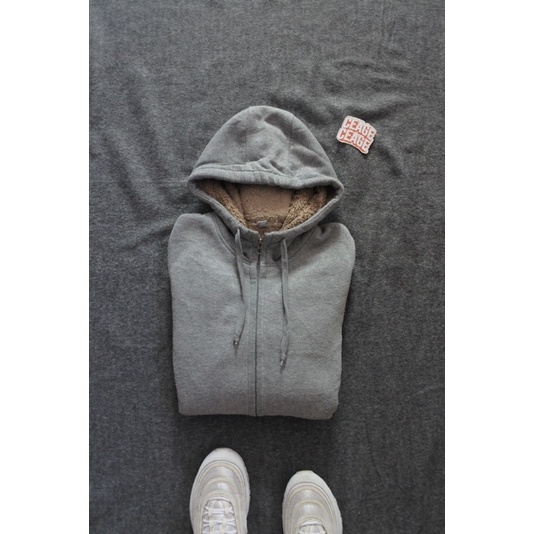 Hoodie Uniqlo Sherpa Grey Second