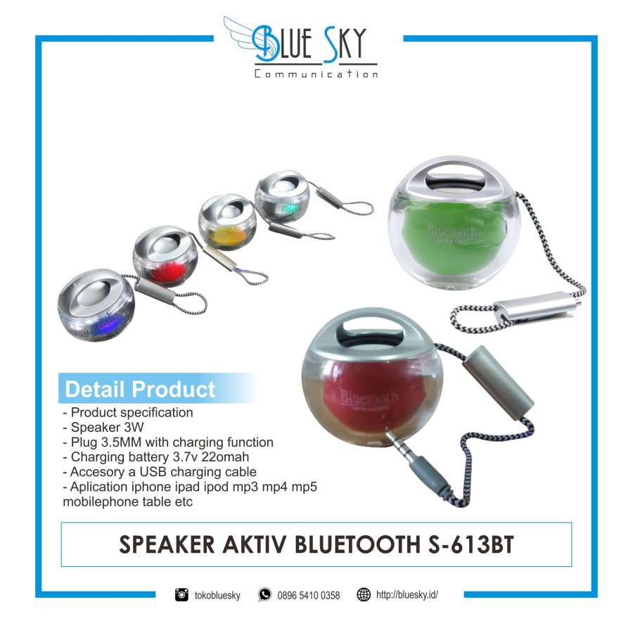 SPEAKER AKTIF BLUETOOTH S-613BT PORTABLE MINI WIRELESS MUSIC BOX