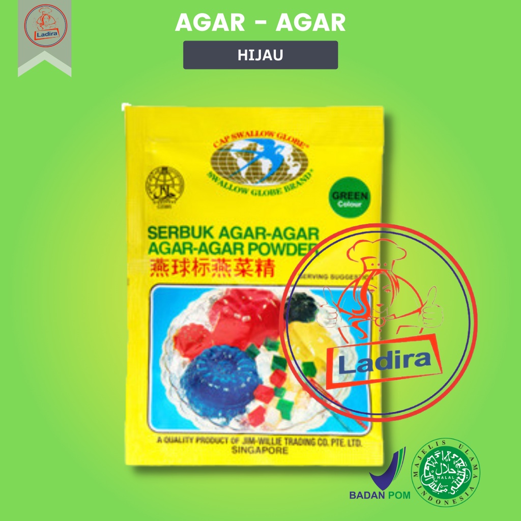 

SWALLOW GLOBE AGAR HIJAU 7 GR agar agar bahan bahan kue agar swallow plain HIJAU / COKLAT / MERAH / PUTIH halal BPOM 7 GR