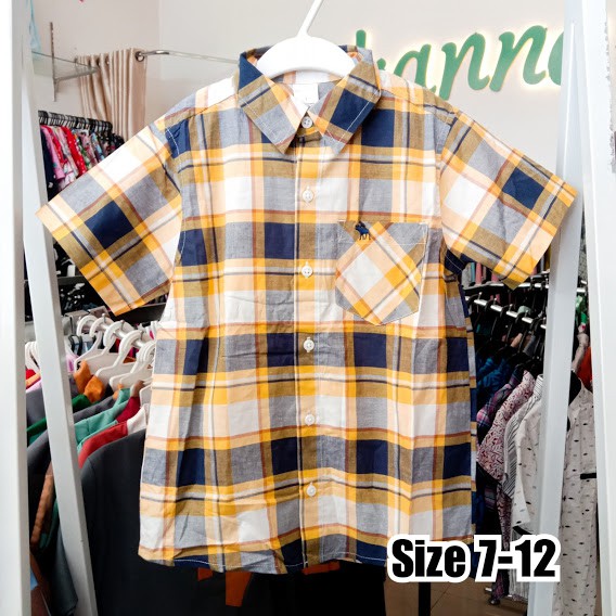 Kemeja Tartan Bee And Bae 7-12 Tahun/ Kemeja Anak Cowok