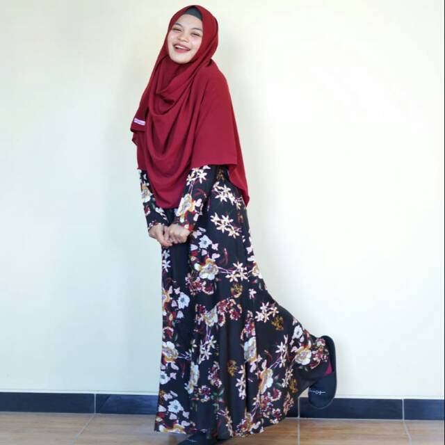 Gamis Anggrek Hitam Sekararum Fashion