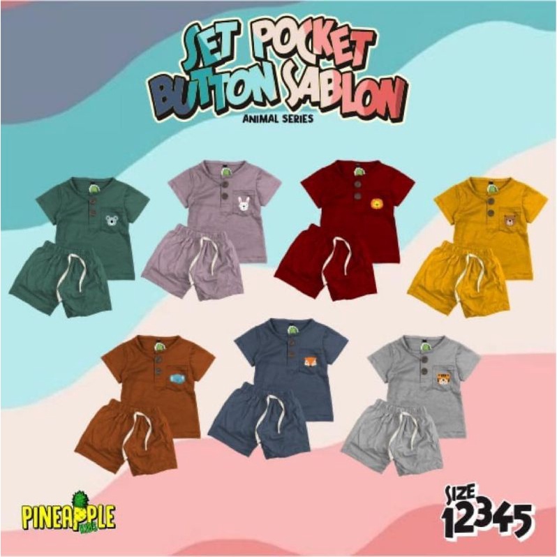 Pineapple Set Pocket Button Sablon