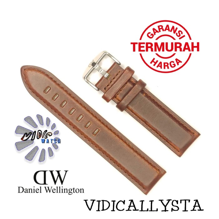 Strap 20mm Leather Classic Tali Kulit Polos Jam Tangan bagus 20 mm - Hitam