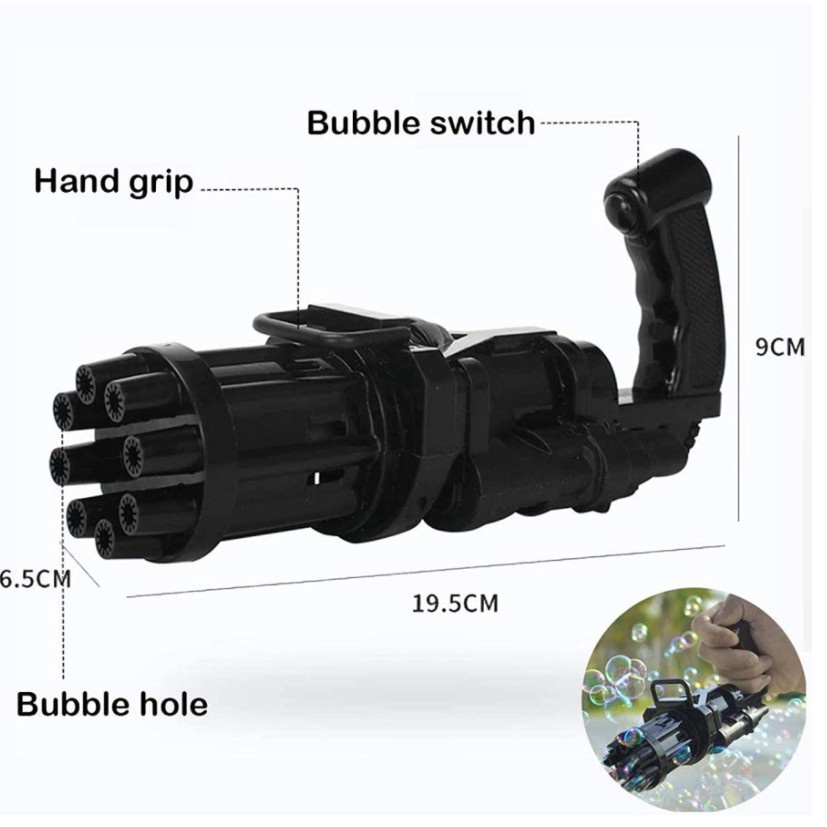 Bubble Gun Mainan Anak Gatling Electric Tembakan Pistol Balon Gelembung Busa Sabun Blower Machine-4