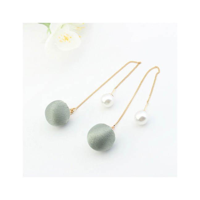 LRC Anting Tusuk Elegant Ball&amp;pearl Decorated Color Matching Simple Long Earrings