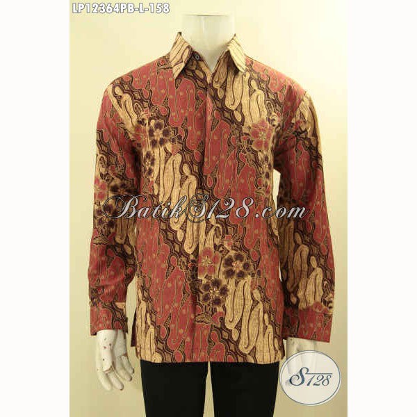 Baju Batik Pria Desain Formal Lengan Panjang Motif Bagus Tampil Elegan Berkelas Size L Lp 12364 Pb