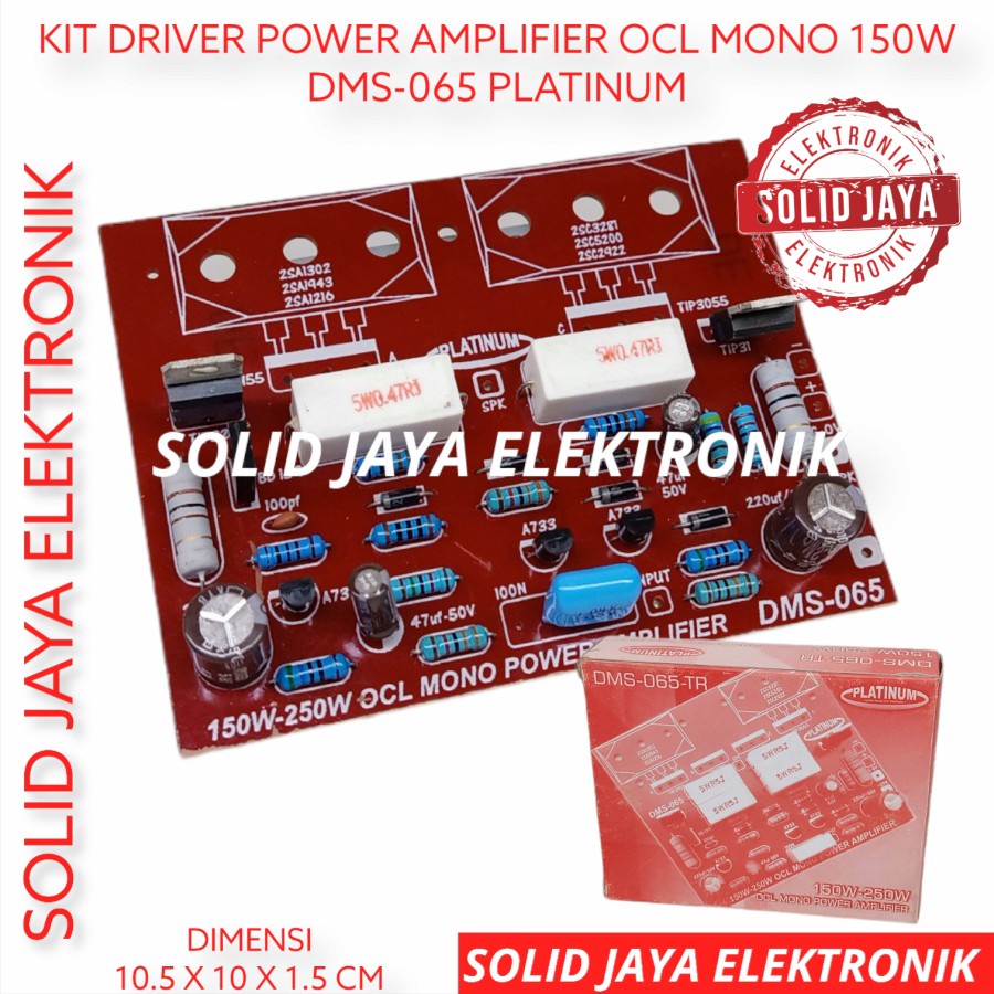 KIT POWER OCL MONO AMPLIFIER 150W DMS 065 AMPLI TR FINAL MOSPEC ATAU SANKEN 2 KIT POWER AMPLIFIER AMPLI AUDIO MONO PLUS TR TRANSISTOR DRIVER POWER AMPLIFIER DMS065 DMS 065 PLATINUM ASLI ORIGINAL