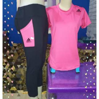 stelan adidas ADDS senam  murah keren  legging lis baju  