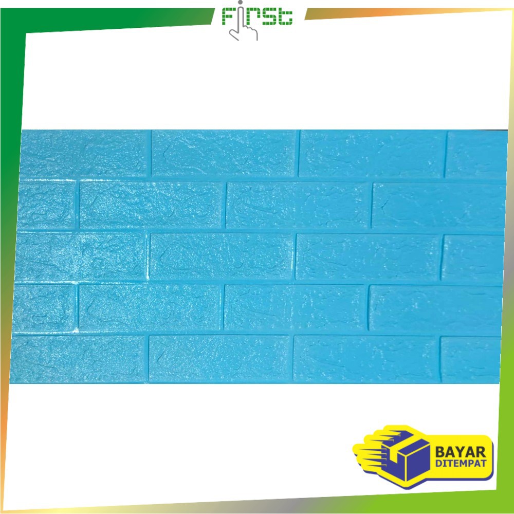 *COD* FH-C206 Wallpaper Dinding Foam 3D Kecil Motif Batu Bata/Walpaper Stiker Dinding Dekorasi Kamar-Batu Bata BIRU