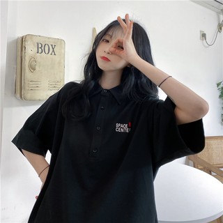 6535 Kaos  Polo  Wanita Lengan Pendek Dengan Bahan Katun Dan 