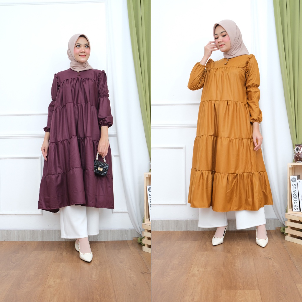 LIVI MIDI DRESS KATUN PREMIUM GAMIS SUSUN MIDI GBM