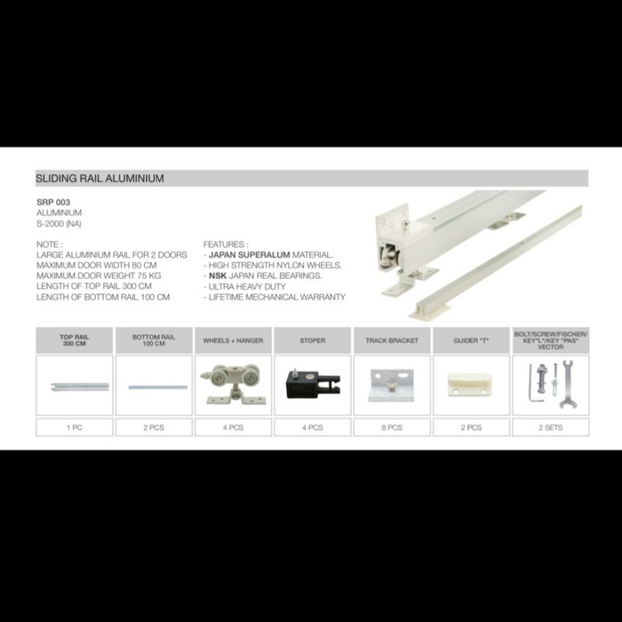 Rel Pintu Geser Sliding Paloma QHSRP 003 3 M Rel Pintu Sliding Rel Pintu Sleding Geser Murah