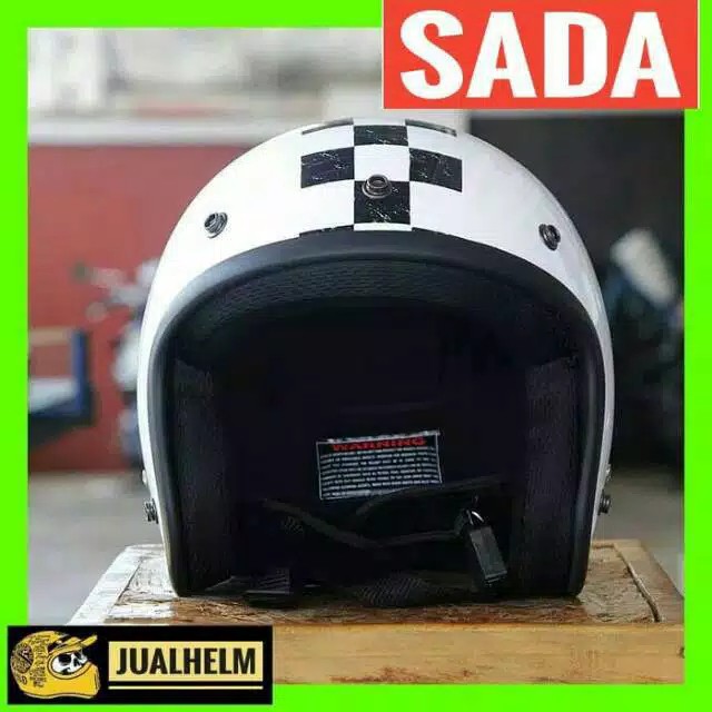 Helm Retro SADA Checkered ( Helm Classic / Helm Klasik / Helm Bogo / Helm Vespa )