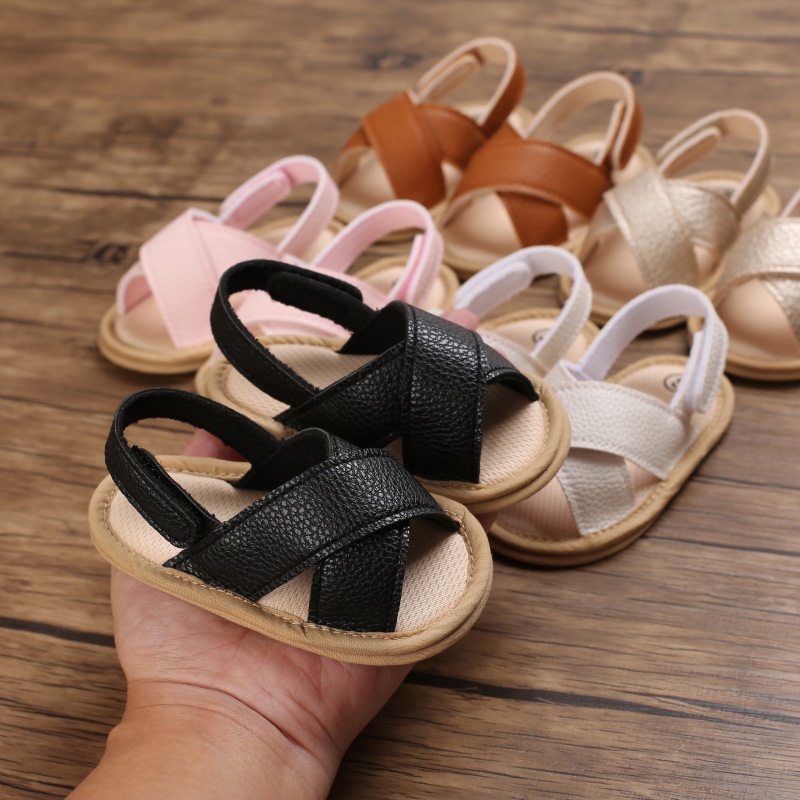 Sandal Bayi Laki Laki Perempuan Umur 0 - 12 Bulan Sepatu Sendal Bayi Sandal Anak Bayi Laki Laki Perempuan Murah Umur 0 - 14 Bulan, umur 1 Tahun Hitam AK 12