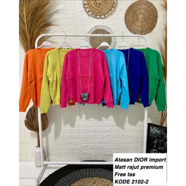 Atasan Rajut Dioorr dan jaket suede chanel import