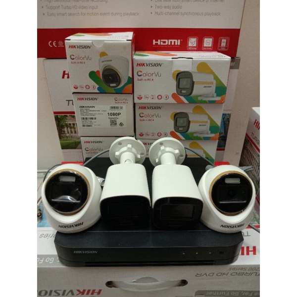 PAKET CCTV HIKVISION COLORVU AUDIO 2MP 4 CHANNEL 4 CAMERA LENGKAP