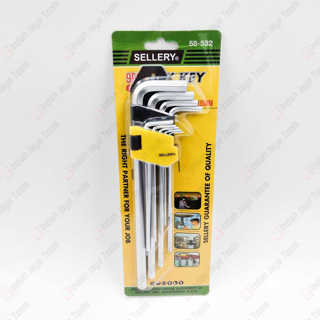 SELLERY 58-532 Kunci L Set 9 Pcs Extra Long Panjang  - Hey Key Set