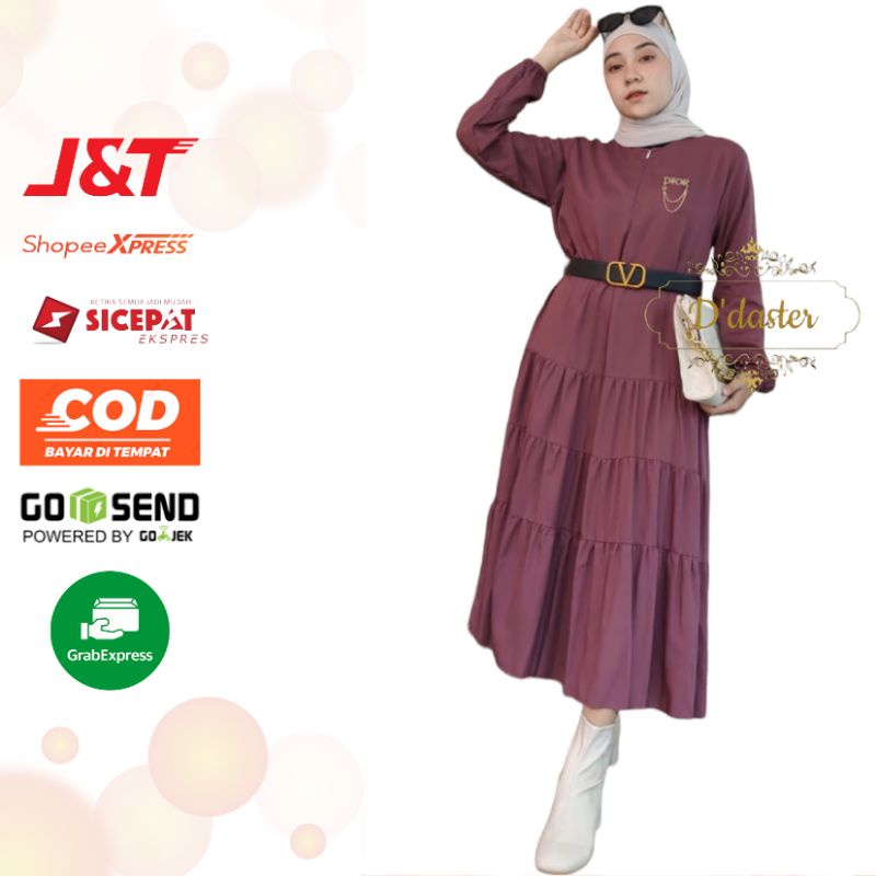 Dress Polos Panjang Rayon Aleena Midi Daster Busui