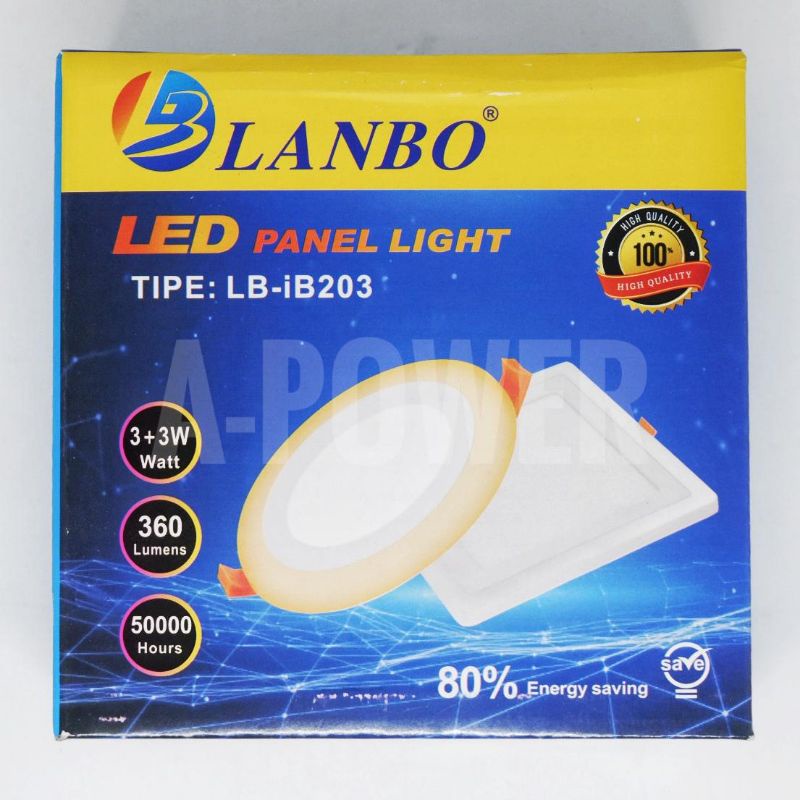 Lanbo - LED Downlight IB Inbow 3+3W Putih Biru (Kotak)