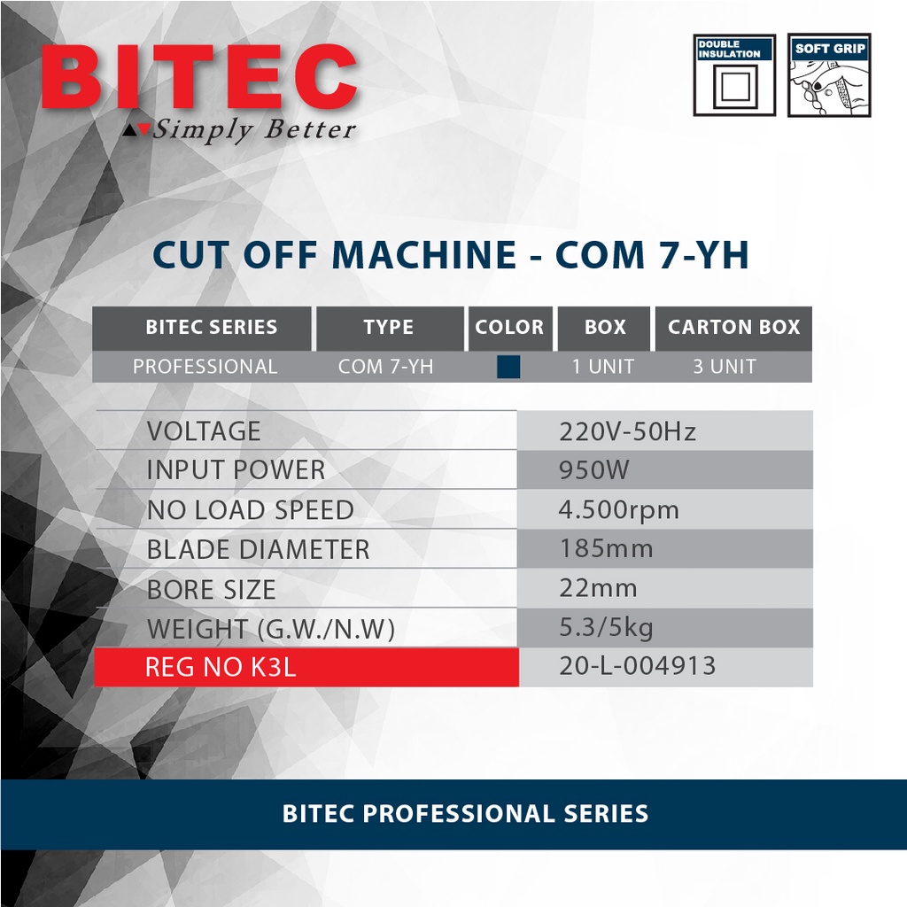 BITEC - MESIN POTONG BESI PROFESSIONAL 950W - COM 7 YH - GARANSI RESMI 1 TAHUN