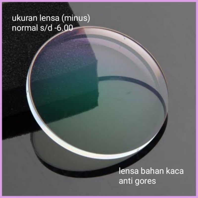 102-A. Lensa Minus & Plus Bahan Kaca. Uk. Normal s/d Minus -6.00. Anti Gores