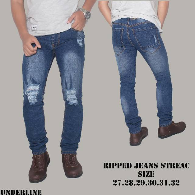 Skinny Celanajeans Celanapanjang Celanapria BH913 CELANA JEANS PRIA HITAM SLIMFIT SOBEK SOBEK COWOK