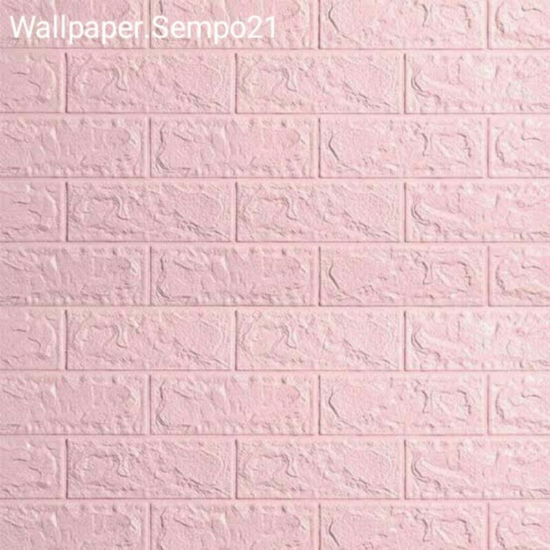 Wallpaper Dinding 3D Foam Motif Batu Bata 70 x 38 CM-Pink