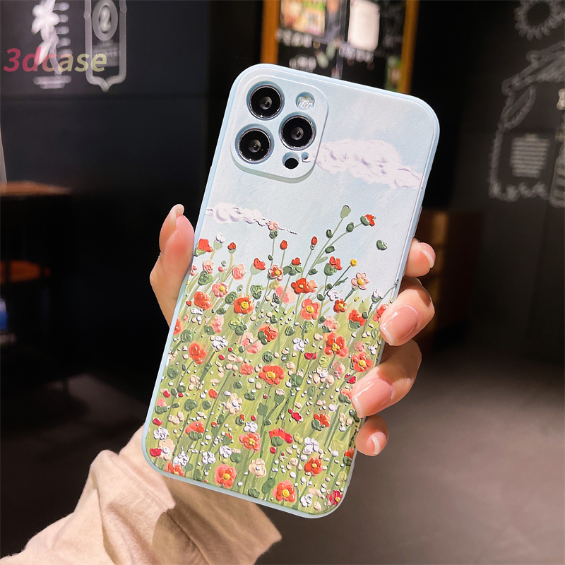 Xiaomi Redmi Note 9 8 10 10S 9 PRO MAX 9S Xiaomi Redmi POCO X3 NFC X3 PRO M3 Redmi 9C NFC 9A 9i 9T 9 Power 10X POCO M2 PRO Blue Sky Lavender Garden Painting Soft Silicone Case Cover untuk