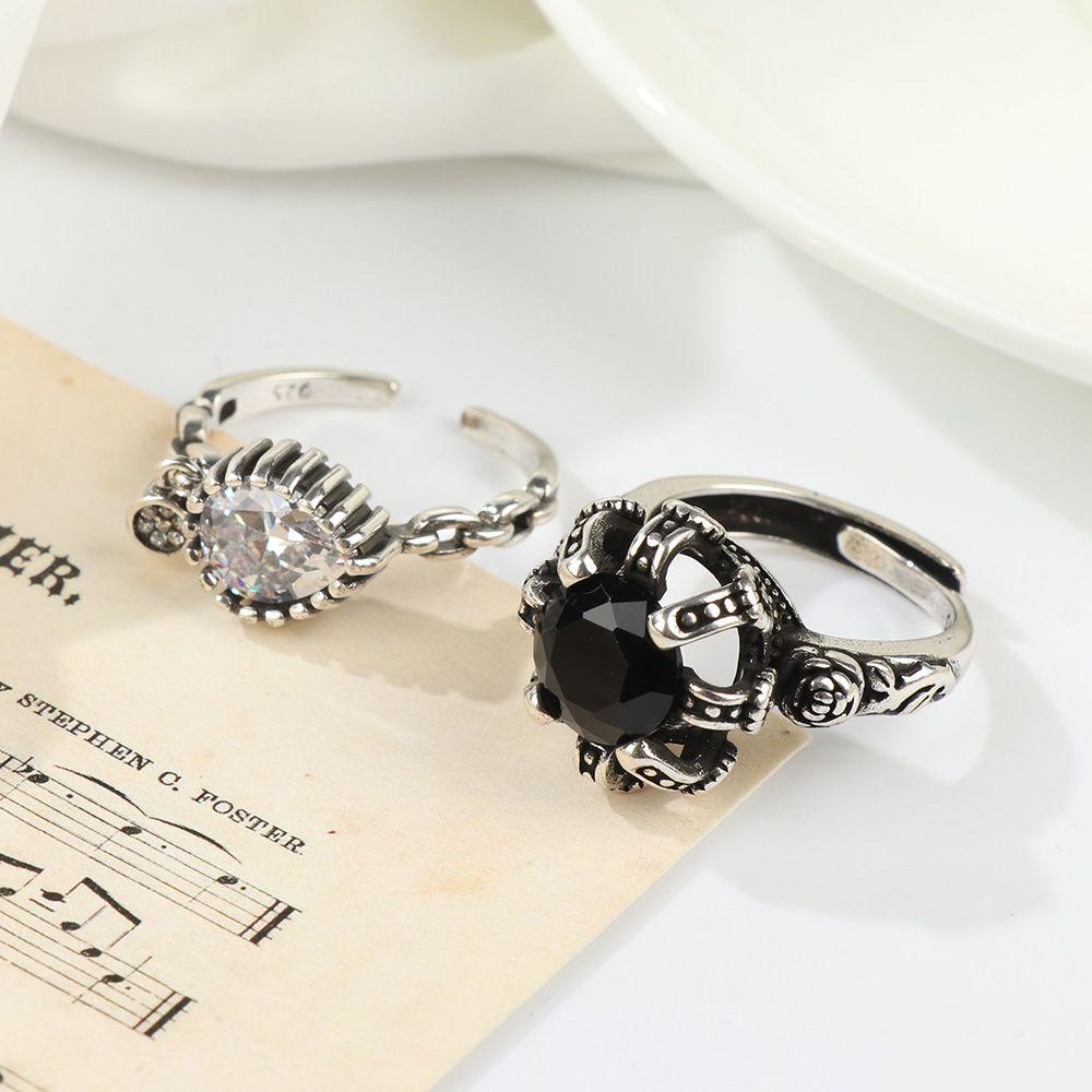 Lily Ring Diamond Inlay Warna Perak Pembukaan Yang Dapat Disesuaikan Cincin Pesta