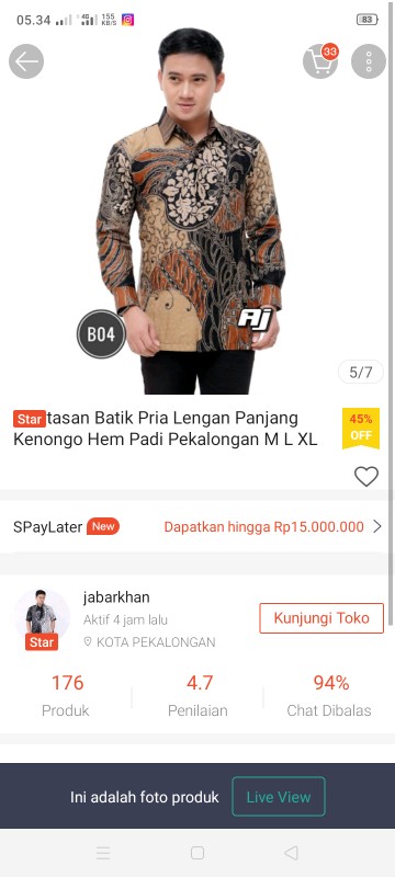Batik Pria Lengan Panjang Batik Azmil Hrb026 Motif Keratonan Kode 003 Size M L Xl Xxl Reguler