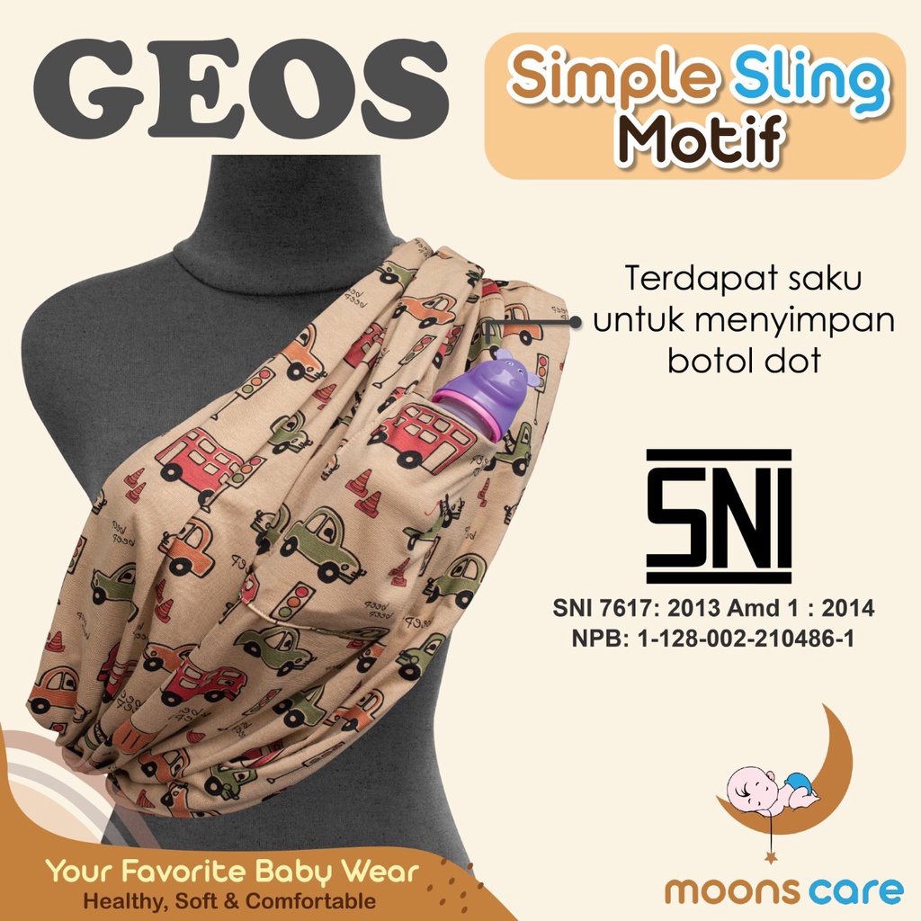 SNI GEOS 1 lapis Motif Gendongan kaos Geos Murah Dita gendongan simpel anti pegal GENDONGAN GEOS