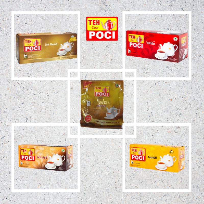 

teh poci celup melati, vanila, lemon dan teh asli isi 25