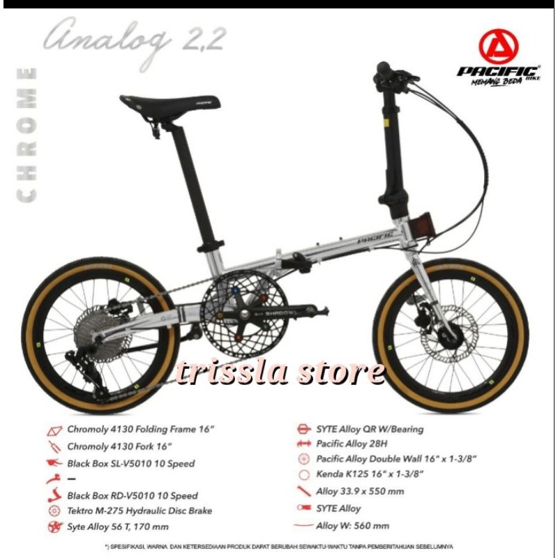 Sepeda Lipat CHROMOLY ANALOG 2.2 PACIFIC 16"