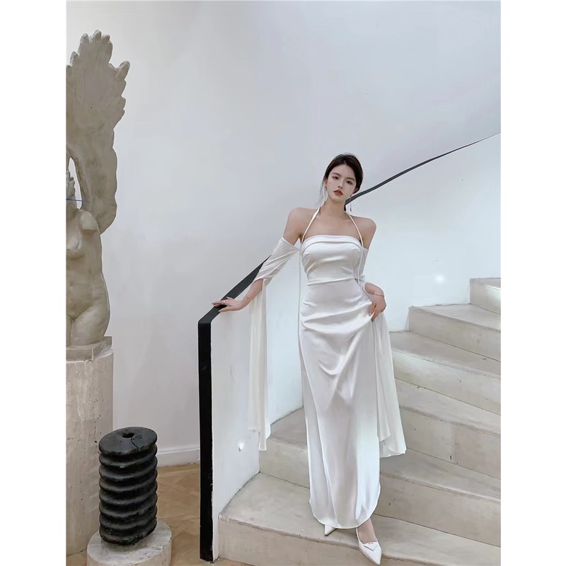 𝐑𝐄𝐀𝐃𝐘 𝐒𝐓𝐎𝐂𝐊 𝐒𝐀𝐅 - VIONY white sabrina dress woman premium / wedding dress / korean summer dress / be