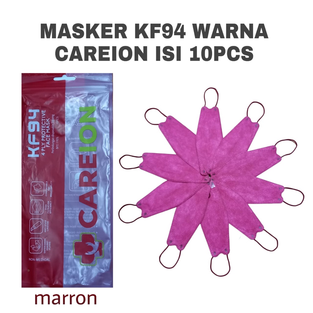 Masker Korea KF94 CAREION isi 10pc Masker KF 94 korea 4ply Masker Korea Warna Disposable Mask