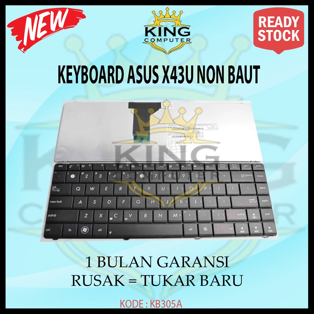 Keyboard Laptop Asus X42 X43 X44 B43 N43 N82 U35 U45 Series Black Non Baut