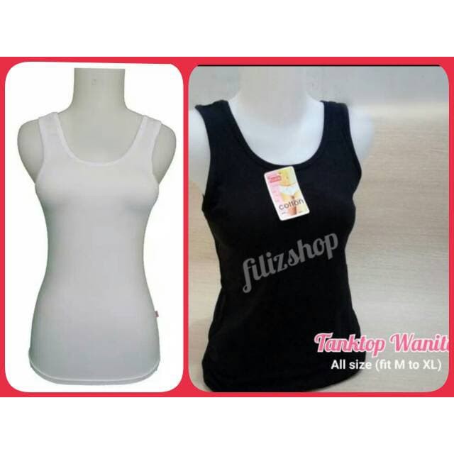 Tanktop Tank Top Singlet Wanita Katun ; Kaos Dalam Wanita - Putih
