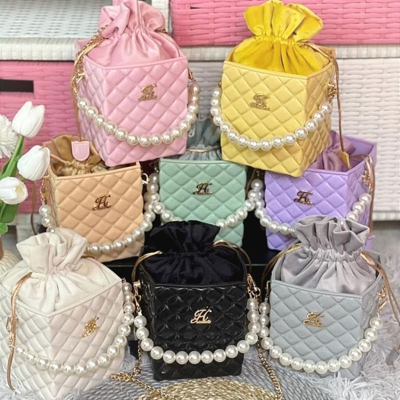 Tas Kotak Wanita NAOMI Bag JIMS HONEY Mini Sling Bag Tas Selempang Wanita Kecil Jelly Tali Mutiara B