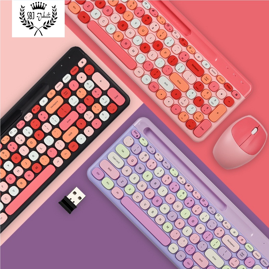 Mofii Keyboard Mouse set Premium Silent choco key Mofii Wireless 2.4G Colorful - SB888