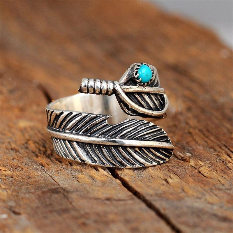 Vintage Turquoise Pria Wanita Cincin Pria Wanita Mode Anti Karat Terbuka Cincin Perhiasan Aksesoris