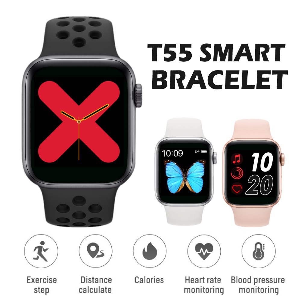 New T55 Smartwatch Touch Screen Fungsi Monitor Detak ...
