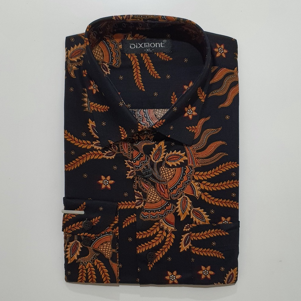 Kemeja Batik Pria Lengan Panjang BL68 Katun Motif Modern Dixmont Semi Slimfit