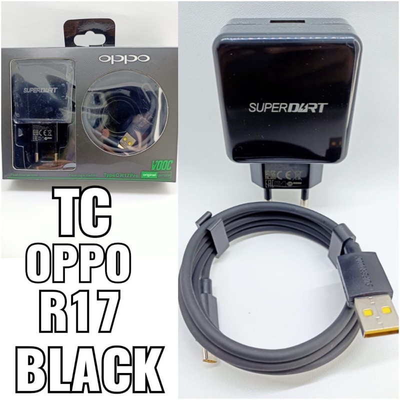 TRAVEL CHARGER OPPO R17 VOOC ALL BLACK FOR MICRO DAN TYPE C/CHARGER OPPO R17 SUPERVOOC FAST CHARGING  PROMO SEN