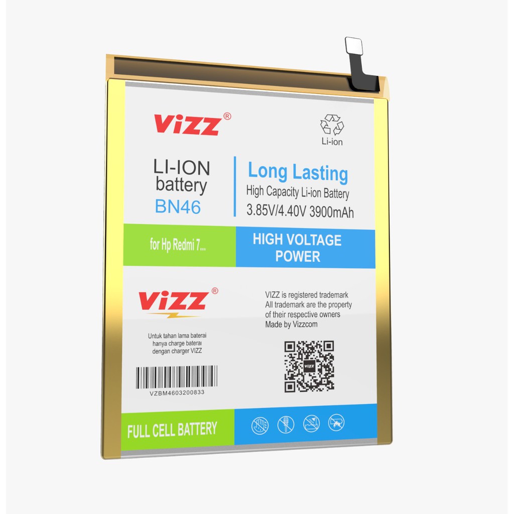 Baterai vizz XIAOMI BN46 REDMI 7 REDMI NOTE 8 double power original