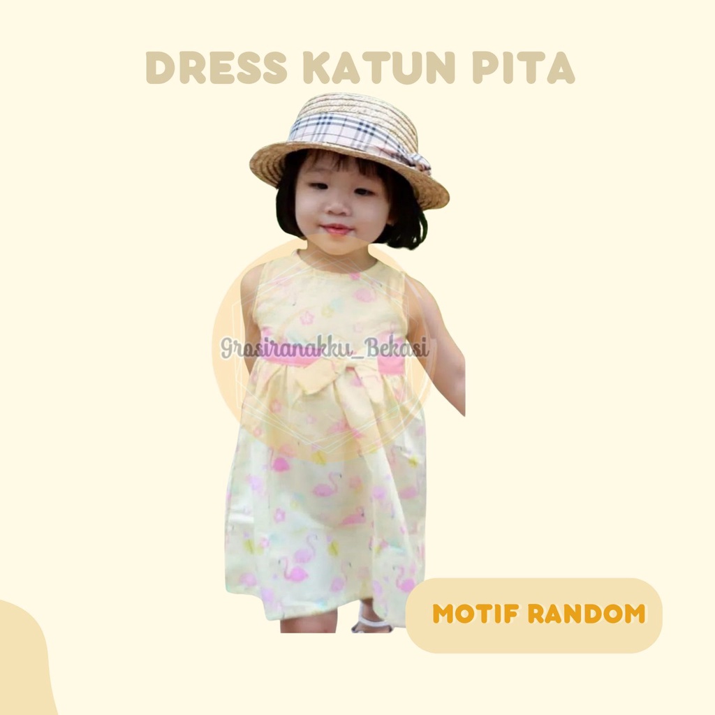 Dress Katun Anak Pita Murah Size 2-4Thn